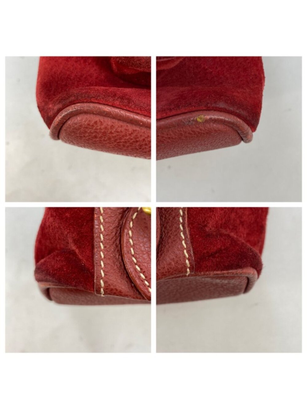 Gucci Backpack Suede Red Travel Business Bamboo - Picture 7 of 15